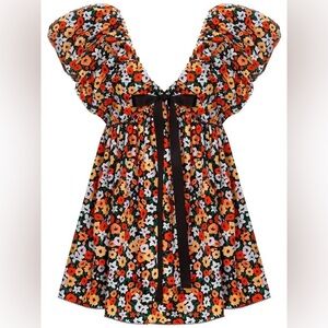 AGUA by AGUA BENDITA La Fania Horizonte Floral Cotton Mini Dress Size XS